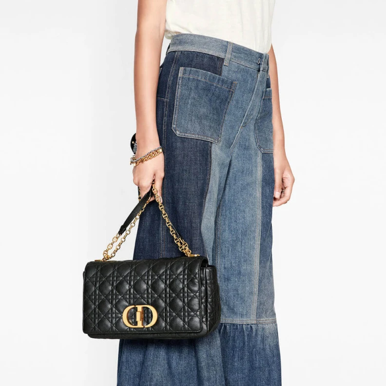 Replica bags 28 x 17 x Dior Large Caro Bag Black Supple Cannage Calfskin