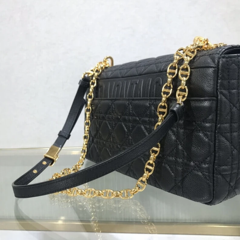 Replica bags 28 x 17 x Dior Large Caro Bag Black Supple Cannage Calfskin