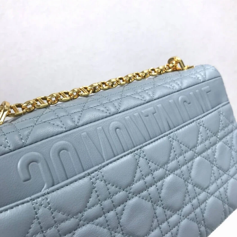 High quality replica bags Interior Dior Large Caro Bag Cloud Blue Supple Cannage Calfskin