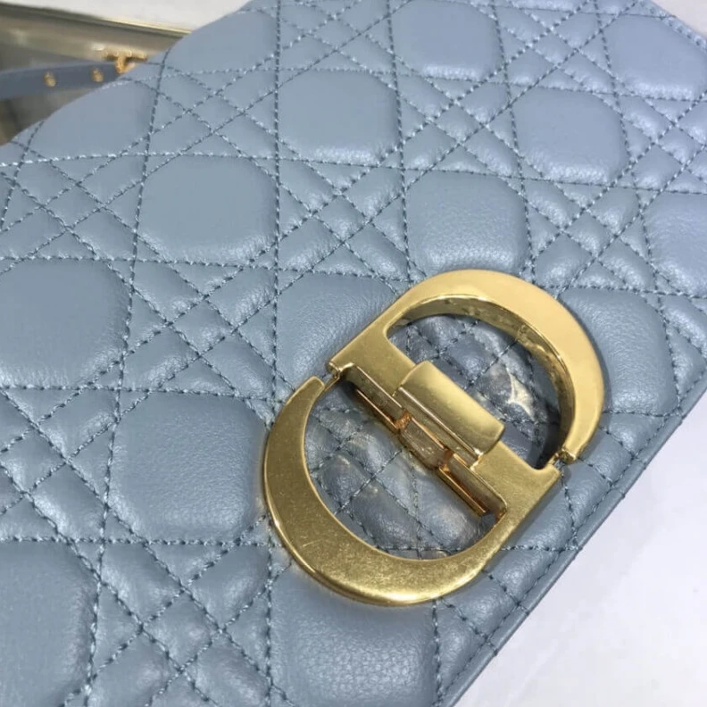 High quality replica bags Interior Dior Large Caro Bag Cloud Blue Supple Cannage Calfskin