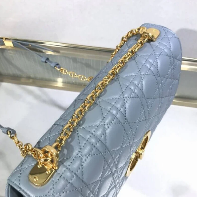 High quality replica bags Interior Dior Large Caro Bag Cloud Blue Supple Cannage Calfskin