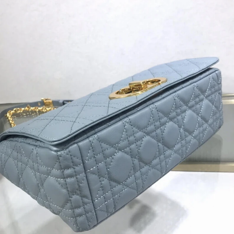 High quality replica bags Interior Dior Large Caro Bag Cloud Blue Supple Cannage Calfskin