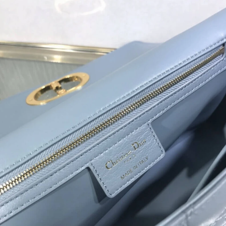 High quality replica bags Interior Dior Large Caro Bag Cloud Blue Supple Cannage Calfskin