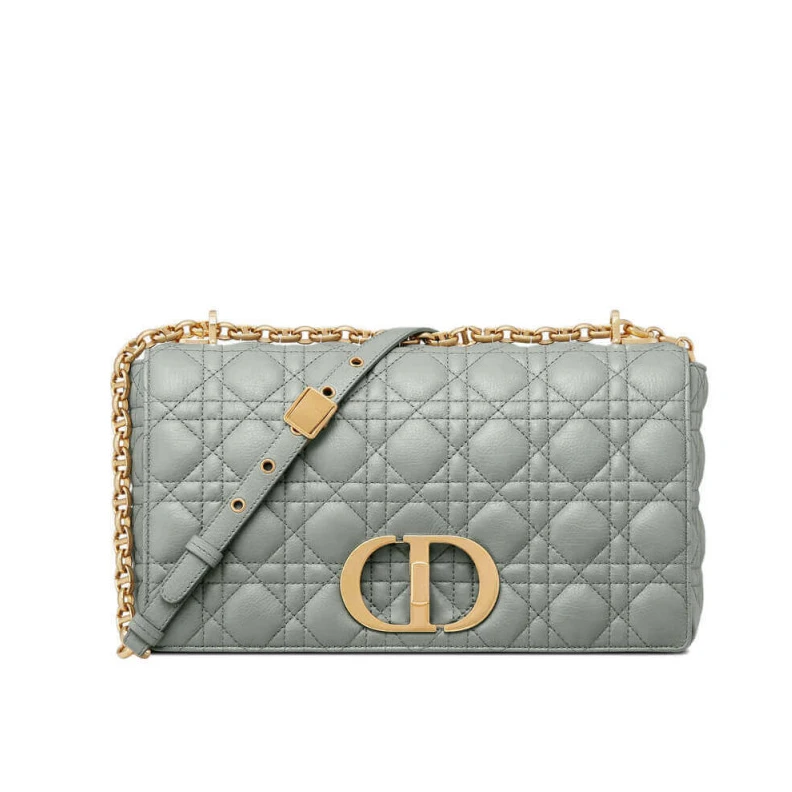 Back pock Dior Large Caro Bag Grey Supple Cannage Calfskin