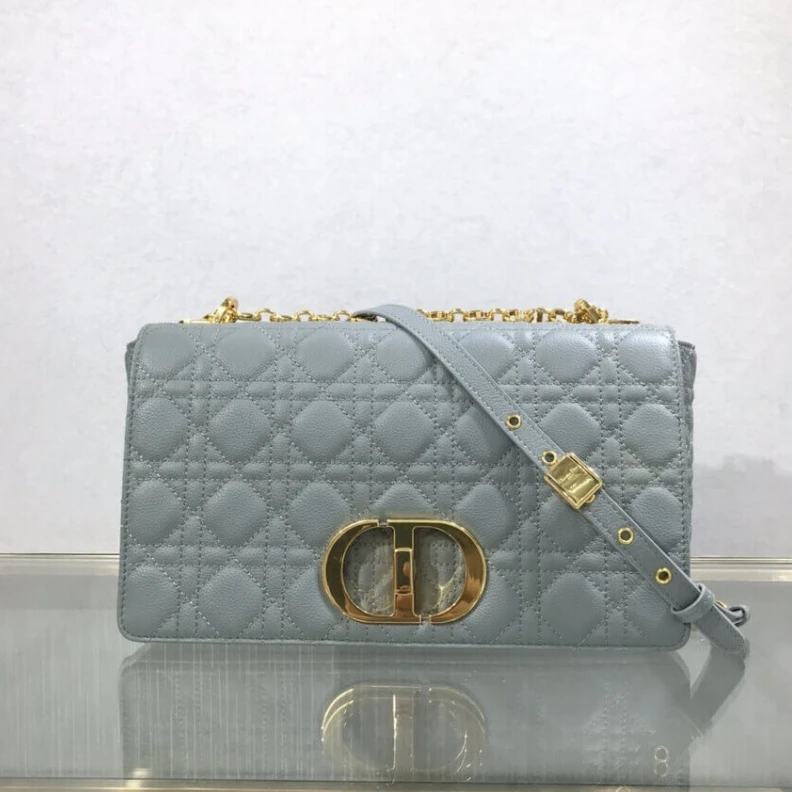 High quality replica bags Back pock Dior Large Caro Bag Grey Supple Cannage Calfskin