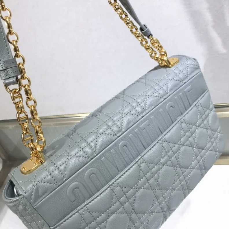 High quality replica bags Back pock Dior Large Caro Bag Grey Supple Cannage Calfskin