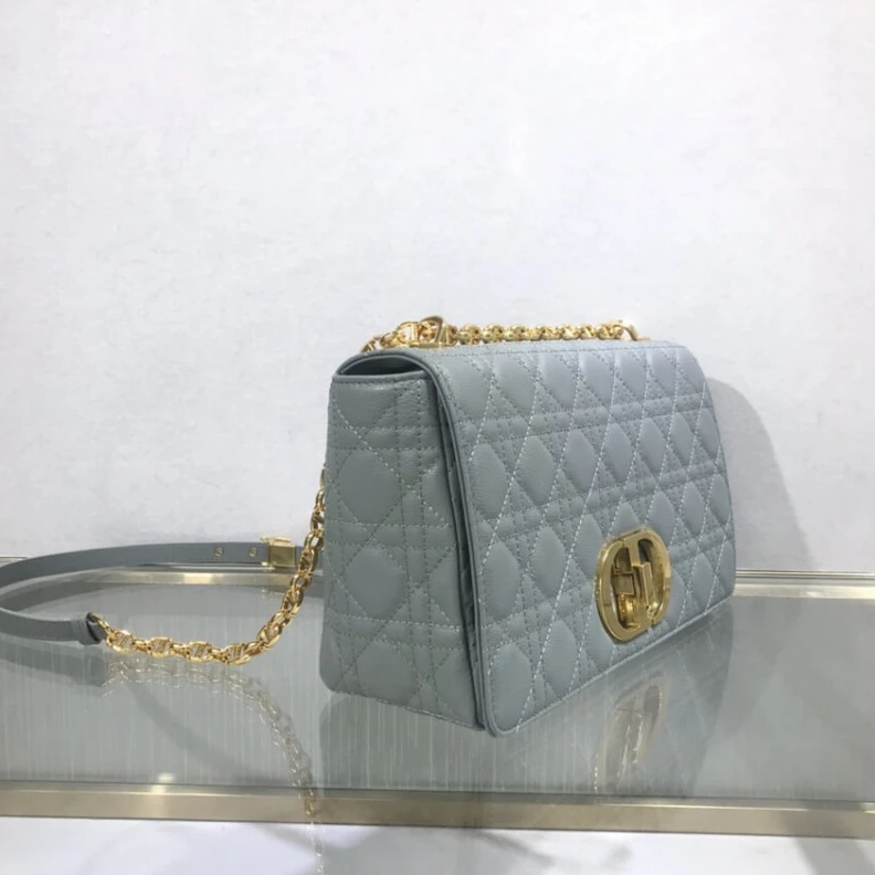 High quality replica bags Back pock Dior Large Caro Bag Grey Supple Cannage Calfskin