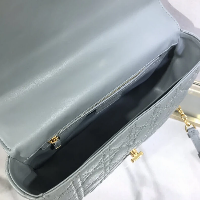 High quality replica bags Back pock Dior Large Caro Bag Grey Supple Cannage Calfskin