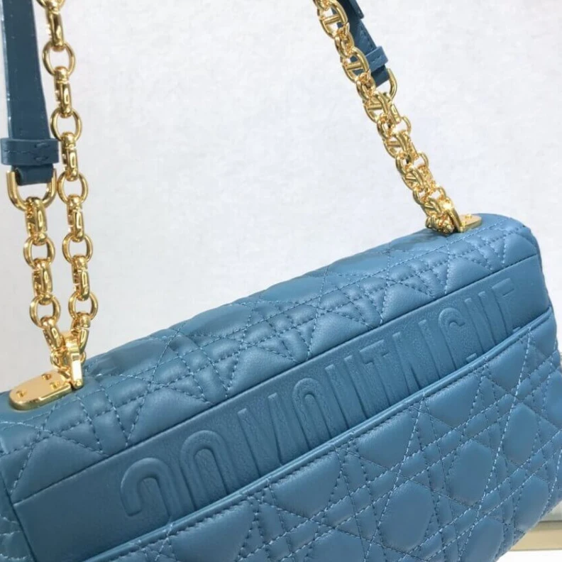 Replica ysl bags Interior Dior Large Caro Bag Ocean Blue Supple Cannage Calfskin