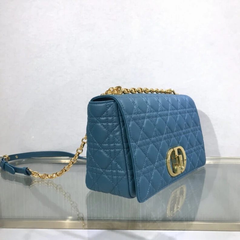 Replica ysl bags Interior Dior Large Caro Bag Ocean Blue Supple Cannage Calfskin