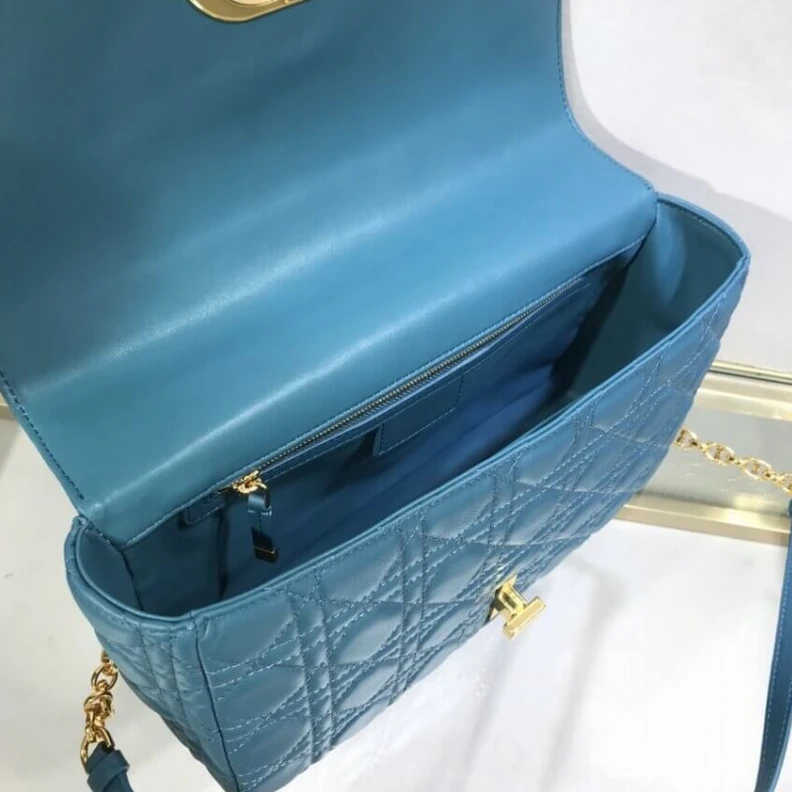 Replica ysl bags Interior Dior Large Caro Bag Ocean Blue Supple Cannage Calfskin
