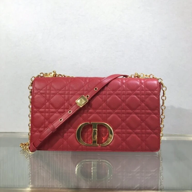 Can be ca Dior Large Caro Bag Red Supple Cannage Calfskin