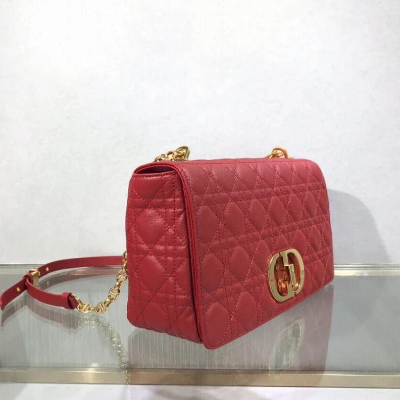 Shop shoulder bags Can be ca Dior Large Caro Bag Red Supple Cannage Calfskin