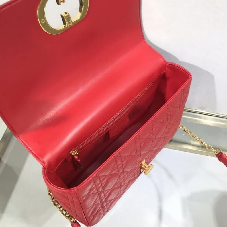 Shop shoulder bags Can be ca Dior Large Caro Bag Red Supple Cannage Calfskin