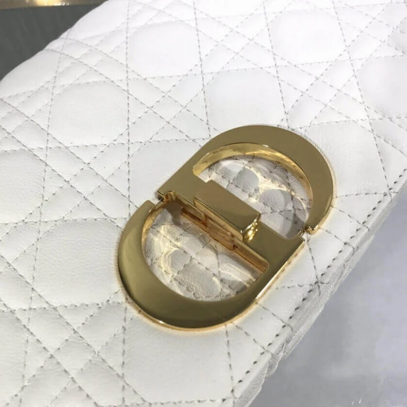 Replica bags Adjustabl Dior Large Caro Bag White Supple Cannage Calfskin
