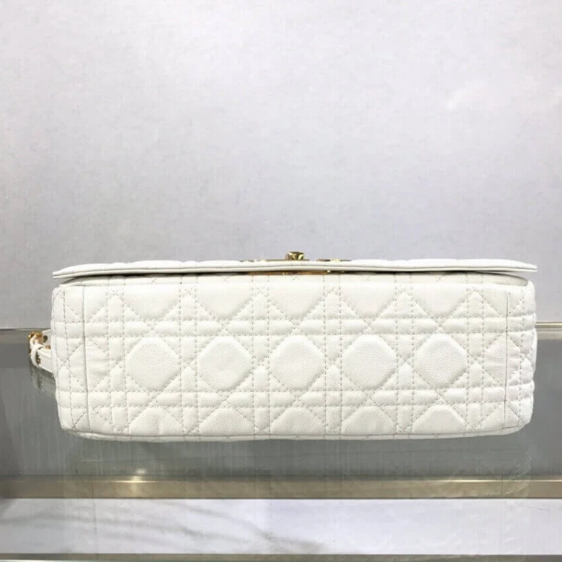Replica bags Adjustabl Dior Large Caro Bag White Supple Cannage Calfskin