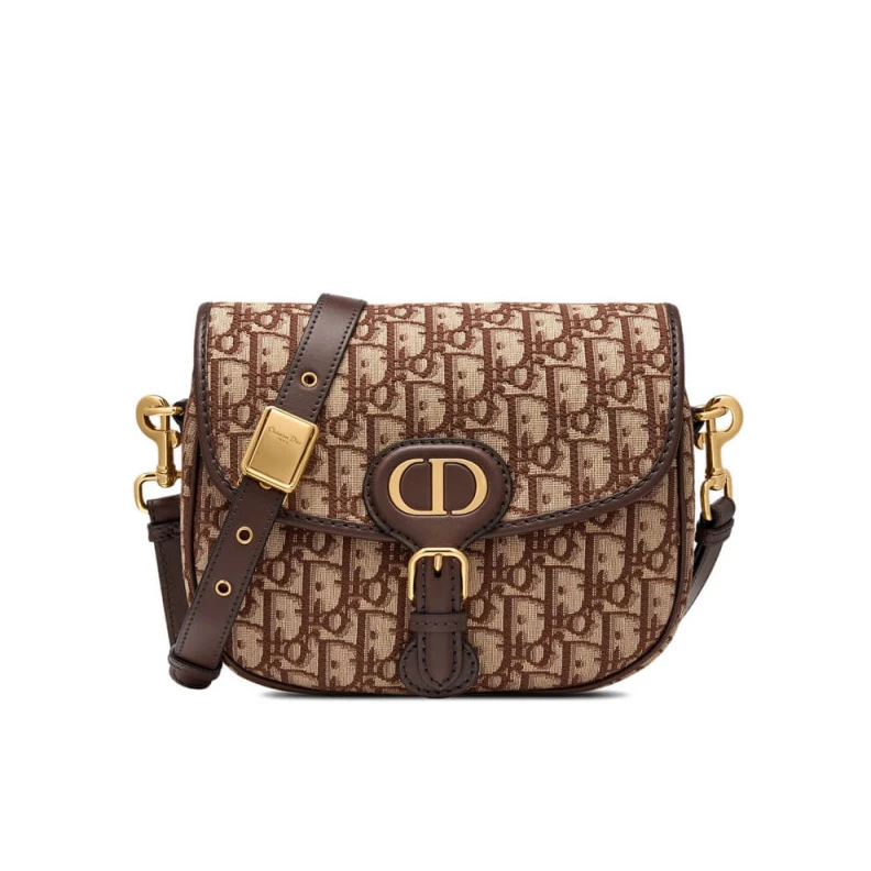 Back pock Dior Medium Bobby Bag Brown Oblique Jacquard