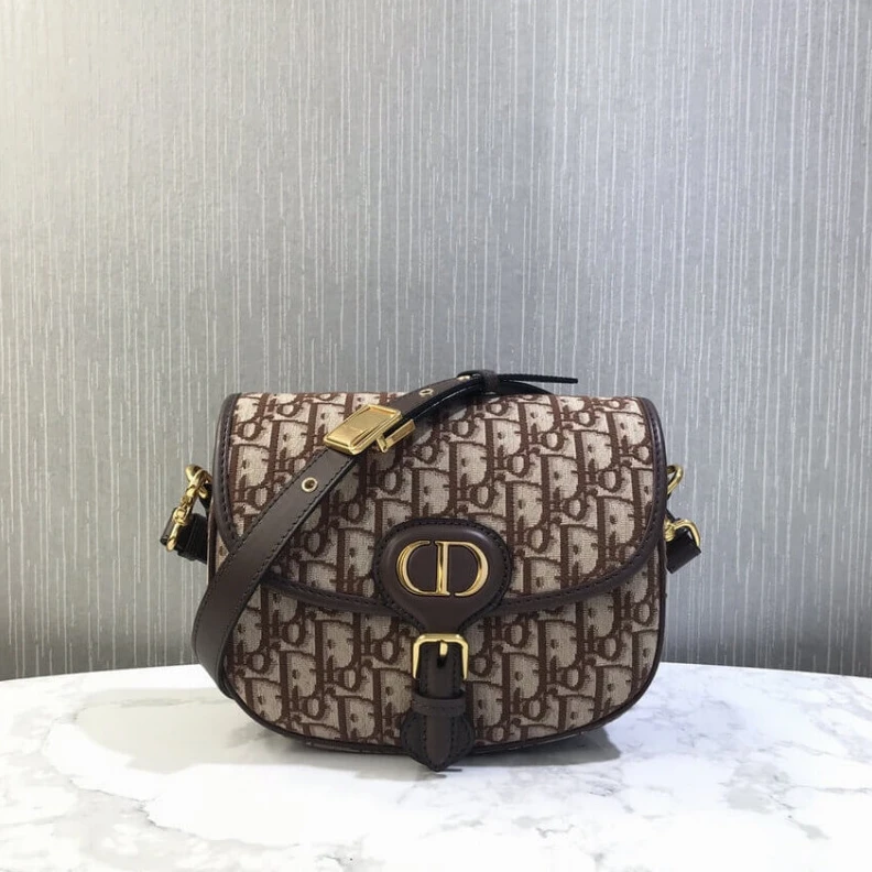 High quality replica bags Back pock Dior Medium Bobby Bag Brown Oblique Jacquard