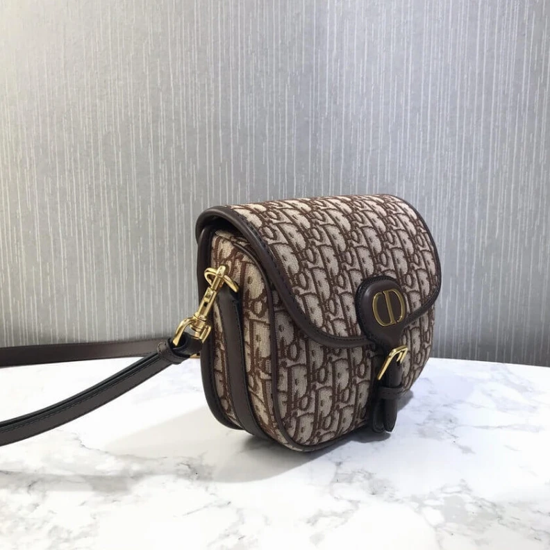 High quality replica bags Back pock Dior Medium Bobby Bag Brown Oblique Jacquard