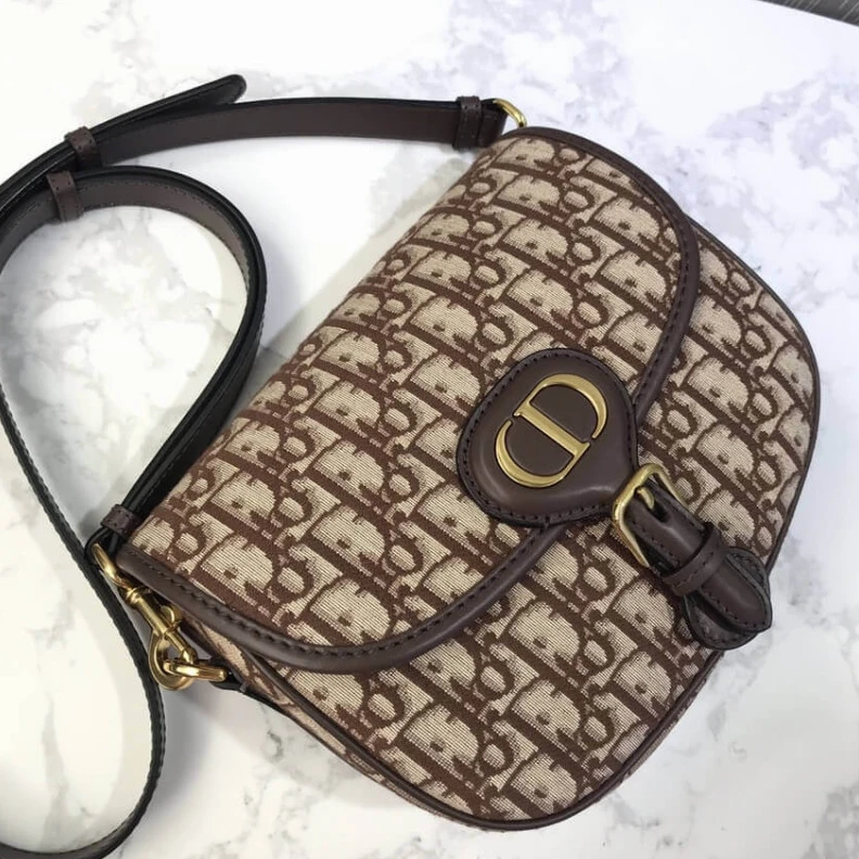 High quality replica bags Back pock Dior Medium Bobby Bag Brown Oblique Jacquard