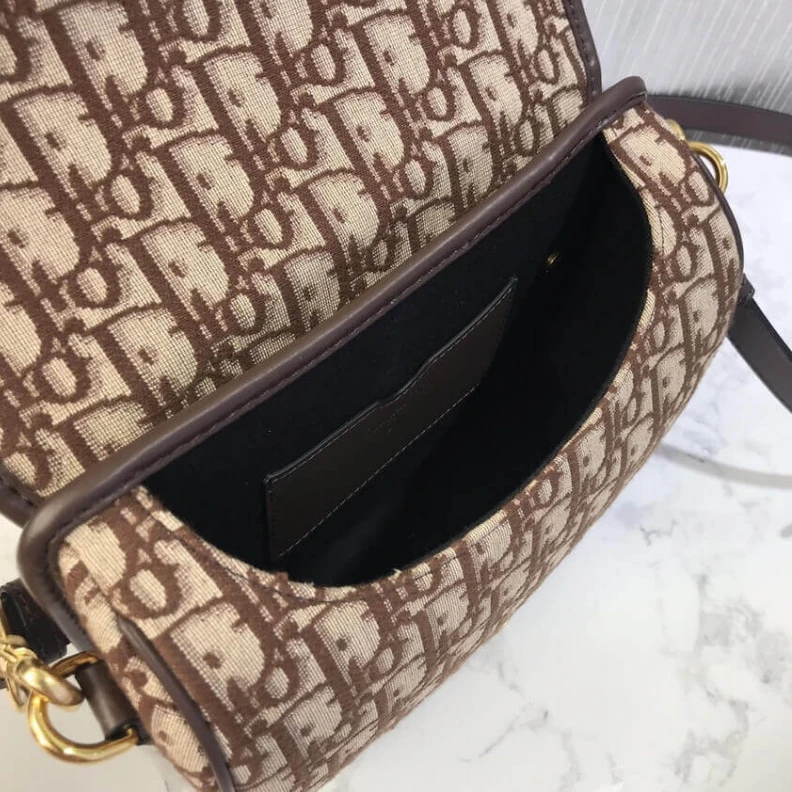 High quality replica bags Back pock Dior Medium Bobby Bag Brown Oblique Jacquard
