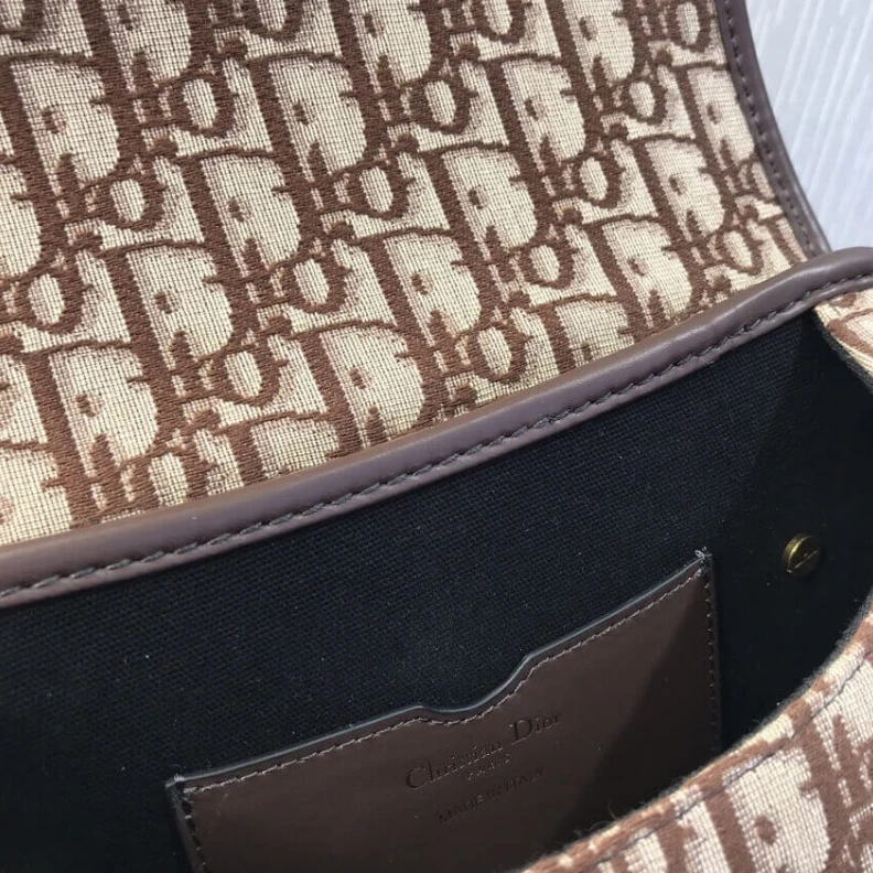 High quality replica bags Back pock Dior Medium Bobby Bag Brown Oblique Jacquard