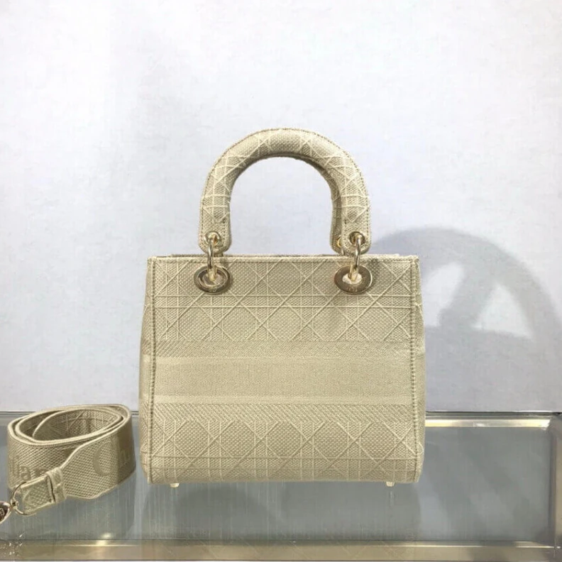 Replica valentino bags Interior Dior Medium Lady D-Lite Bag Beige Cannage Embroidered