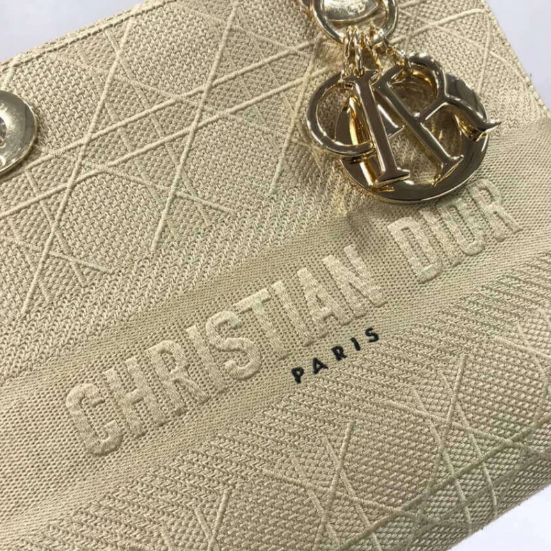 Replica valentino bags Interior Dior Medium Lady D-Lite Bag Beige Cannage Embroidered
