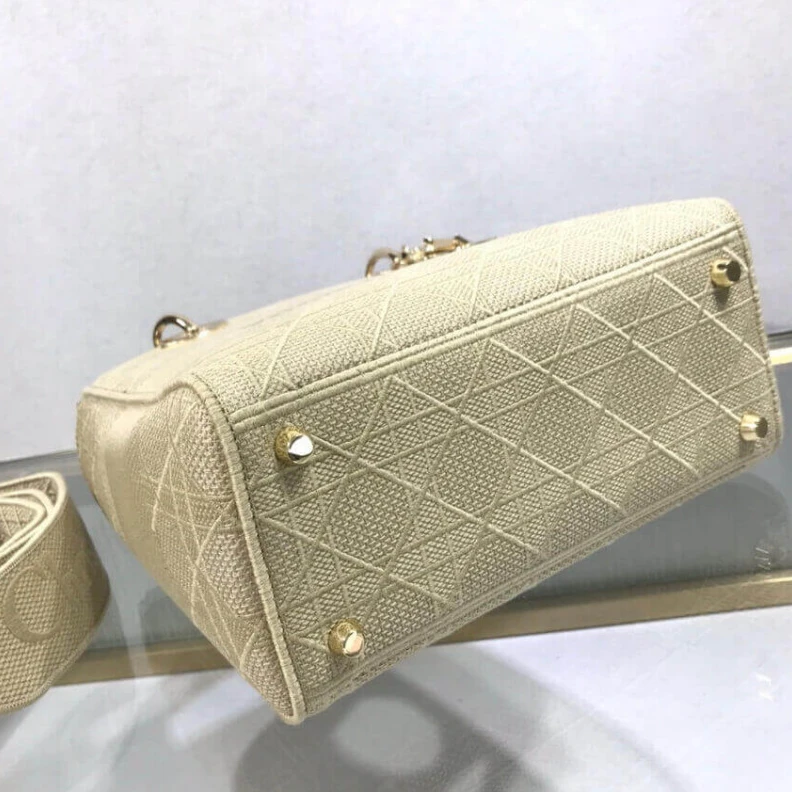 Replica valentino bags Interior Dior Medium Lady D-Lite Bag Beige Cannage Embroidered