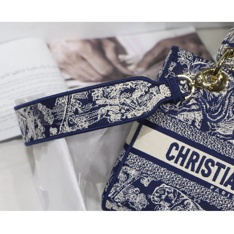 Louis vuitton locations Dust bag Dior Medium Lady D-Lite Bag Blue Toile de Jouy Reverse Embroidery