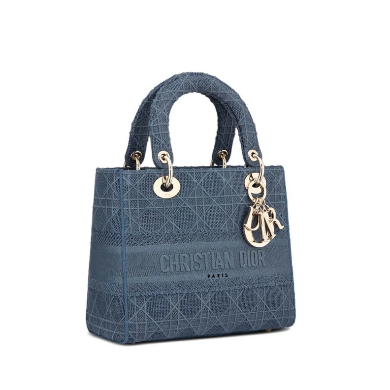 Lv belts replica May be ca Dior Medium Lady D-Lite Bag Dark Denim Blue Cannage Embroidered
