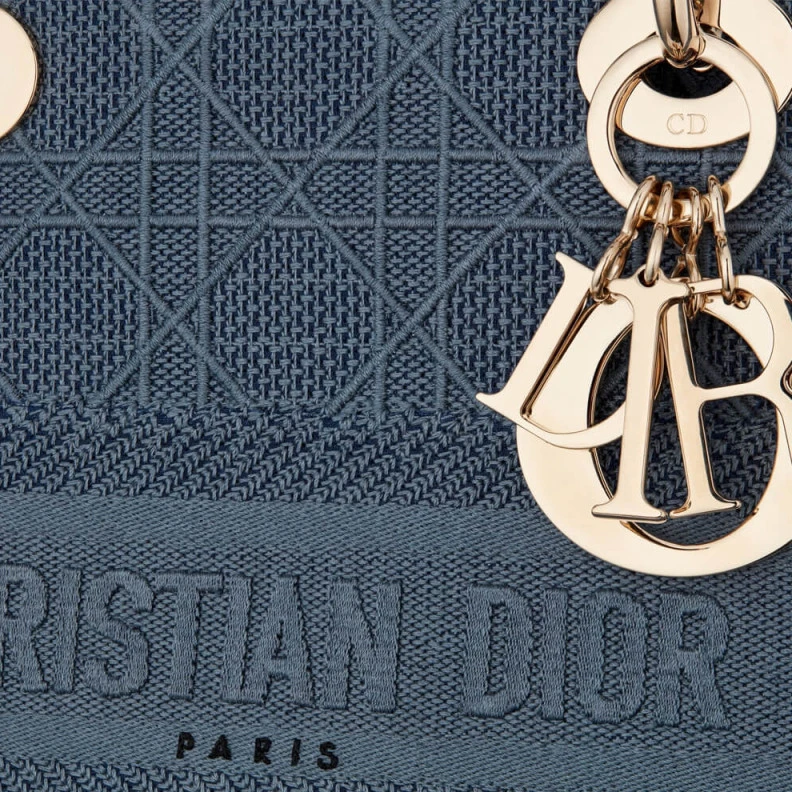 Lv belts replica May be ca Dior Medium Lady D-Lite Bag Dark Denim Blue Cannage Embroidered