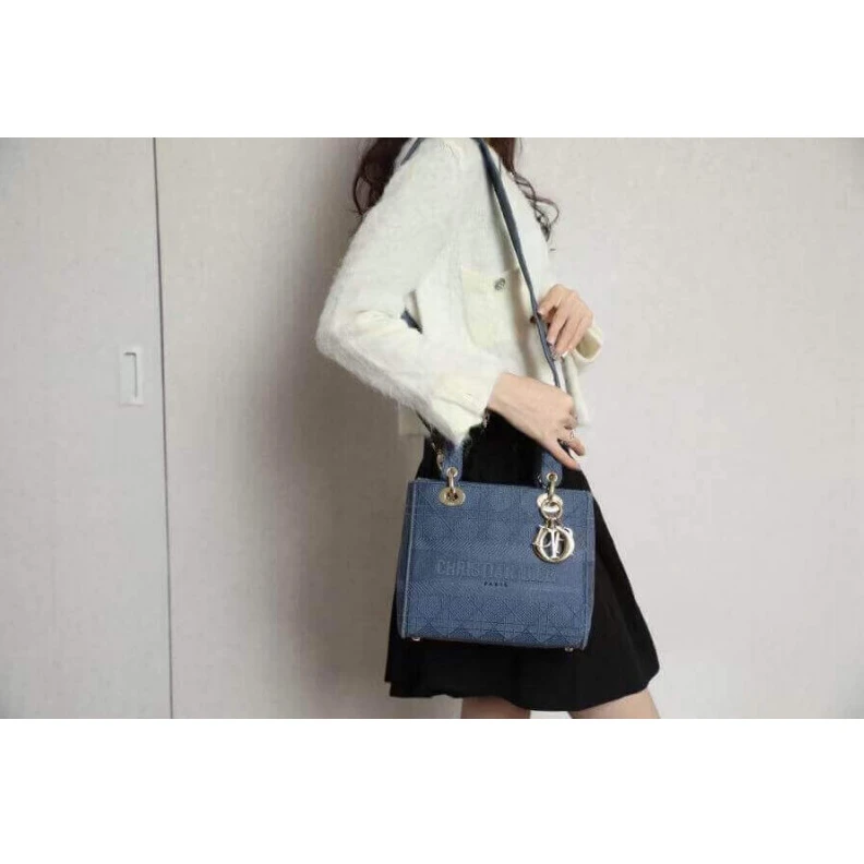 Lv belts replica May be ca Dior Medium Lady D-Lite Bag Dark Denim Blue Cannage Embroidered