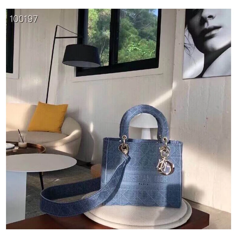 Lv belts replica May be ca Dior Medium Lady D-Lite Bag Dark Denim Blue Cannage Embroidered
