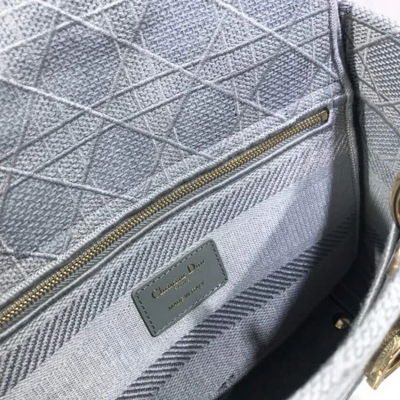 Replica ysl bags Beige Can Dior Medium Lady D-Lite Bag Gray Cannage Embroidered