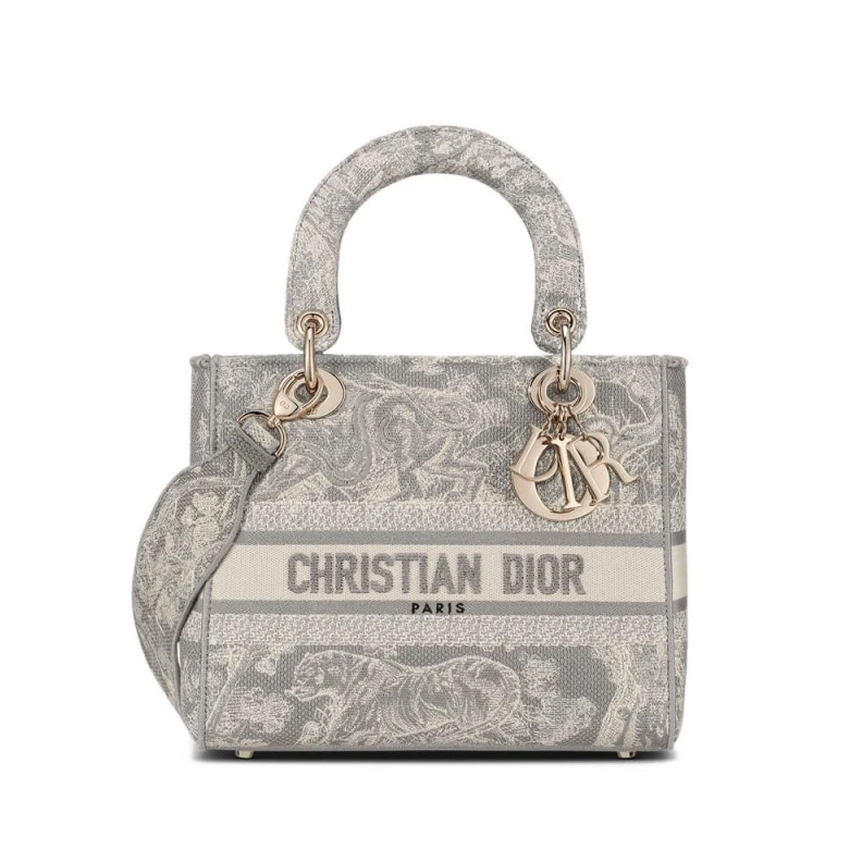 24 x 20 x Dior Medium Lady D-Lite Bag Gray Toile de Jouy Reverse Embroidery