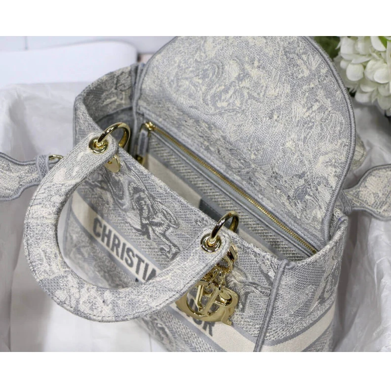 Louis vuitton locations 24 x 20 x Dior Medium Lady D-Lite Bag Gray Toile de Jouy Reverse Embroidery
