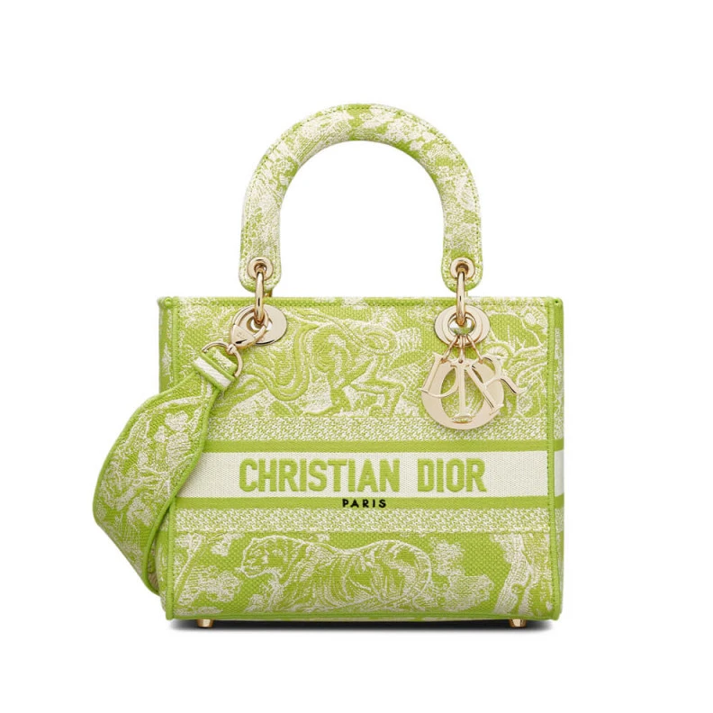 The bag m Dior Medium Lady D-Lite Bag Lime Toile de Jouy Reverse Embroidery