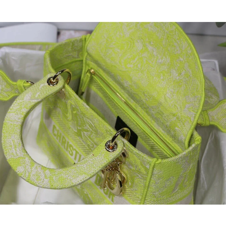 Replica bags The bag m Dior Medium Lady D-Lite Bag Lime Toile de Jouy Reverse Embroidery
