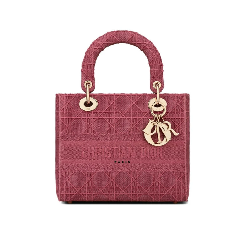 The Lady D Dior Medium Lady D-Lite Bag Mallow Rose Cannage Embroidered