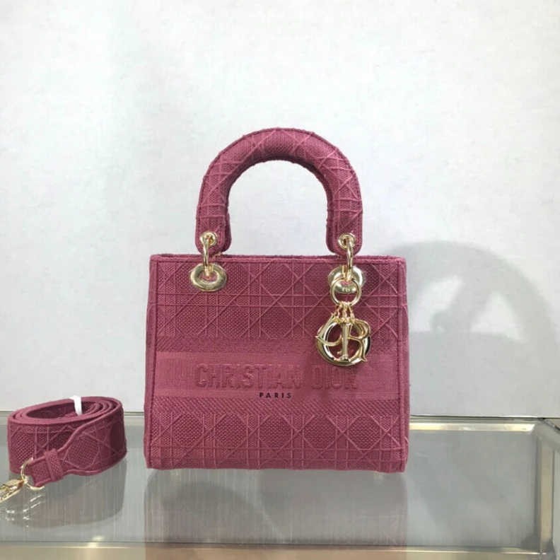 Replica valentino bags The Lady D Dior Medium Lady D-Lite Bag Mallow Rose Cannage Embroidered