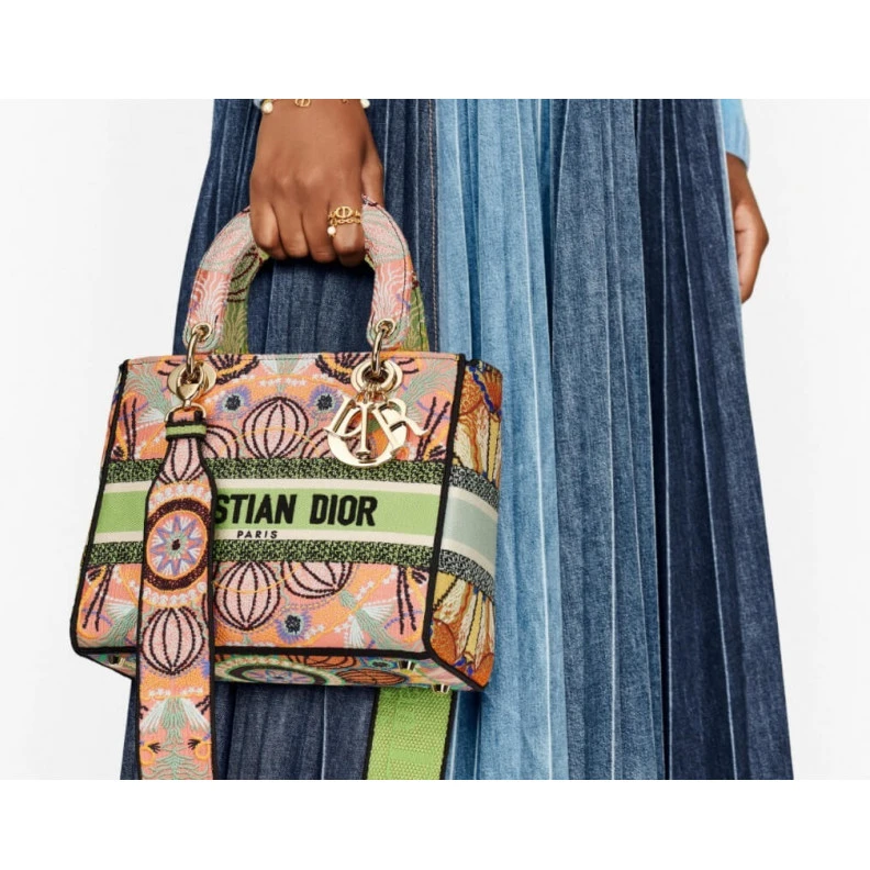 High quality replica bags Interior Dior Medium Lady D-Lite Bag Multicolor Lights Embroidery
