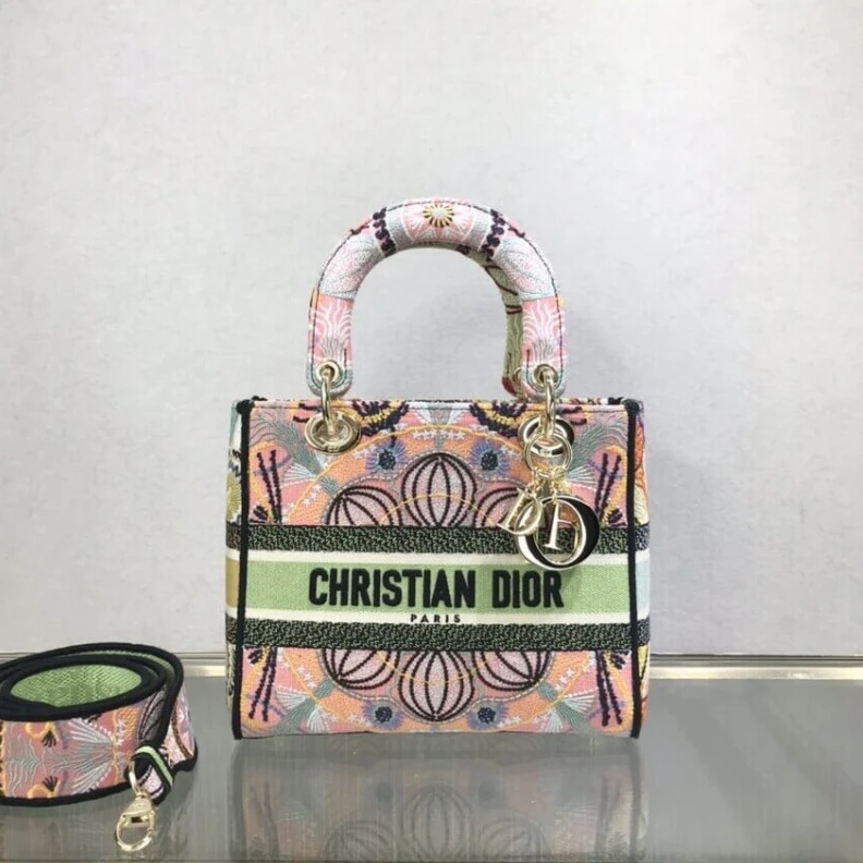 High quality replica bags Interior Dior Medium Lady D-Lite Bag Multicolor Lights Embroidery