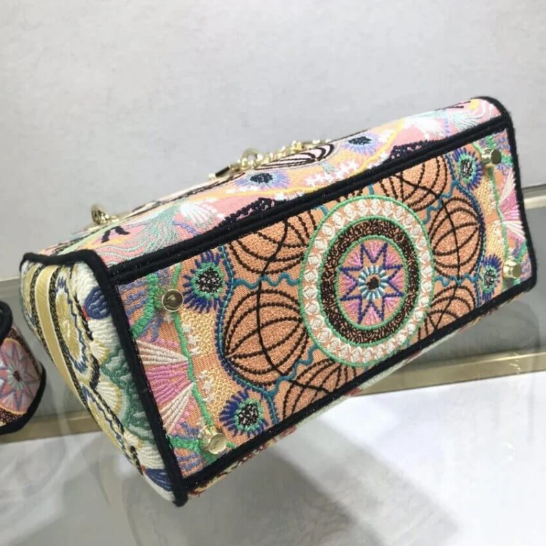 High quality replica bags Interior Dior Medium Lady D-Lite Bag Multicolor Lights Embroidery