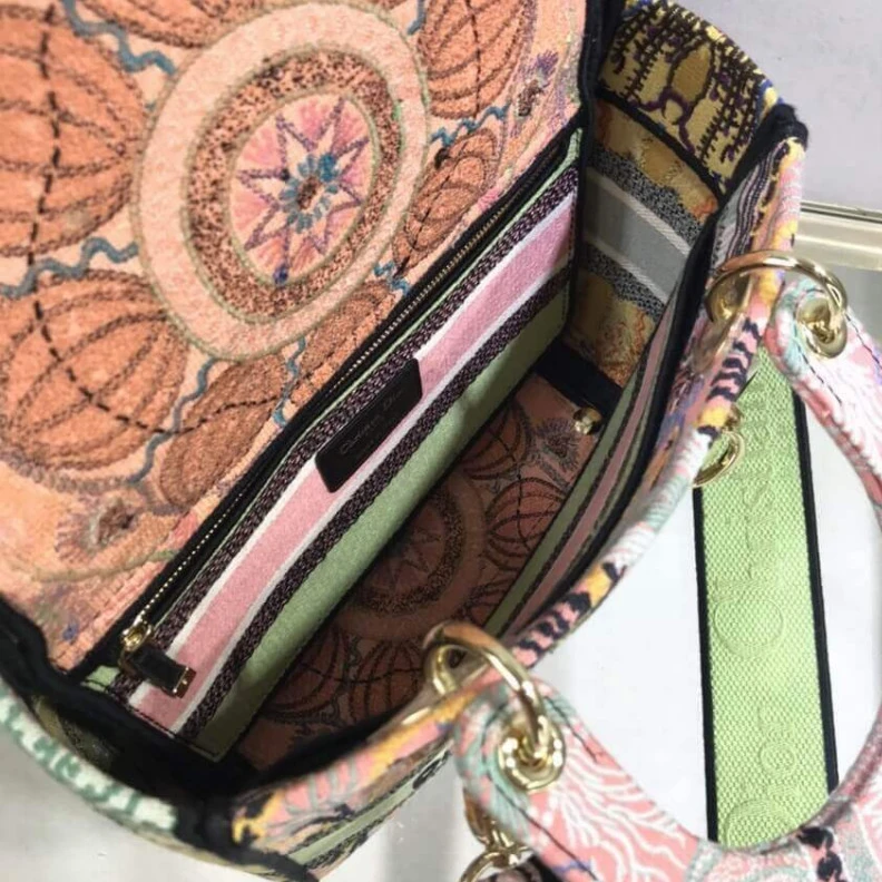 High quality replica bags Interior Dior Medium Lady D-Lite Bag Multicolor Lights Embroidery