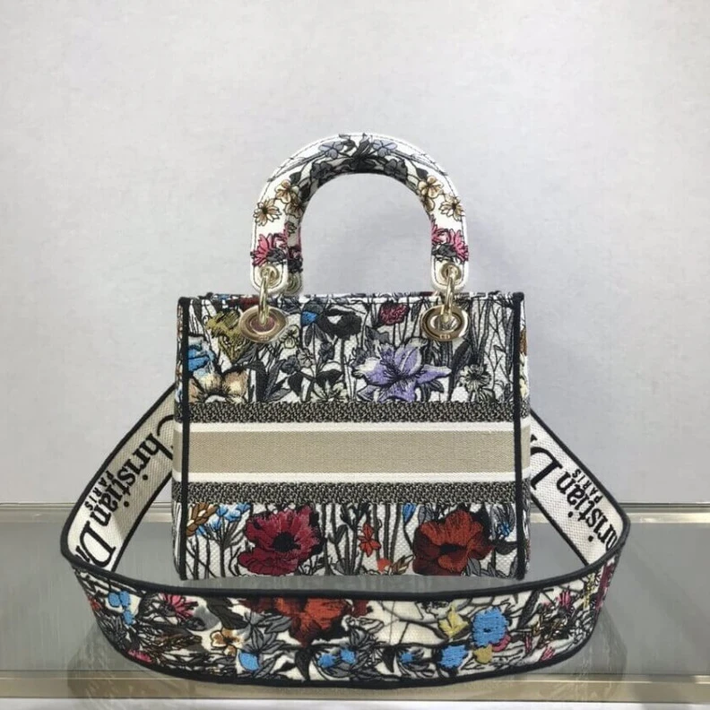Replica valentino bags Can be ca Dior Medium Lady D-Lite Bag Multicolor Mille Fleurs Embroidery