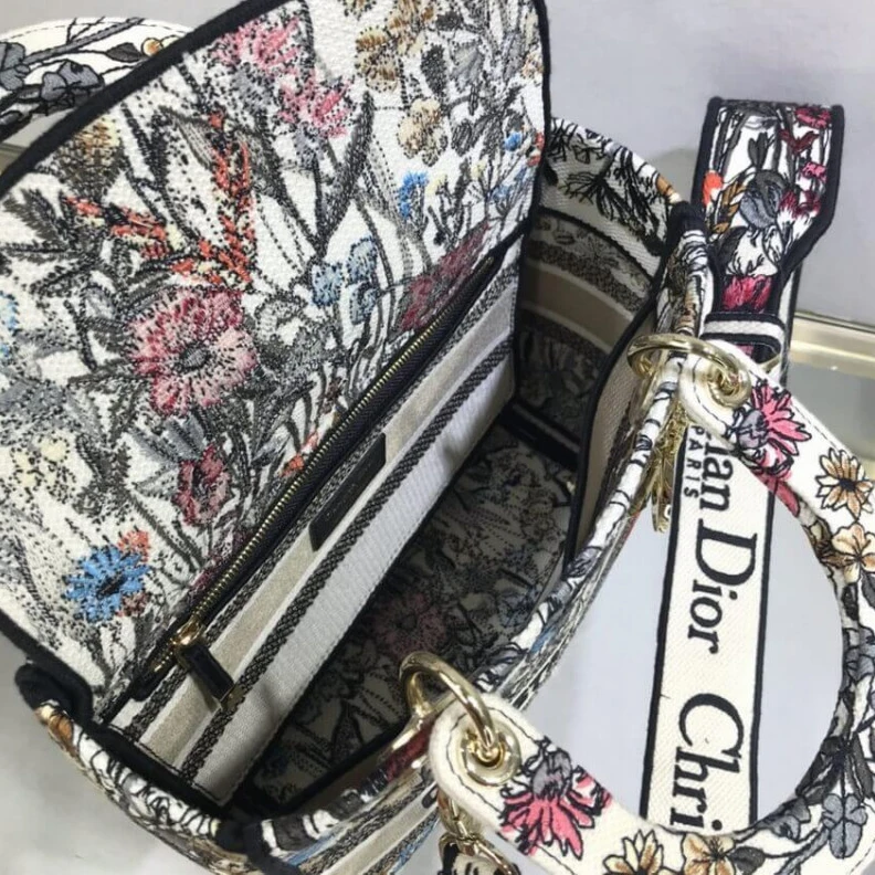 Replica valentino bags Can be ca Dior Medium Lady D-Lite Bag Multicolor Mille Fleurs Embroidery