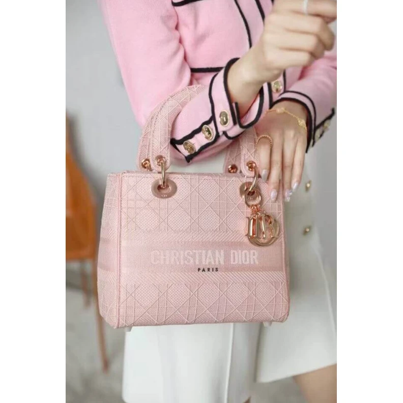 Replica bags lv Large, re Dior Medium Lady D-Lite Bag Pink Cannage Embroidered