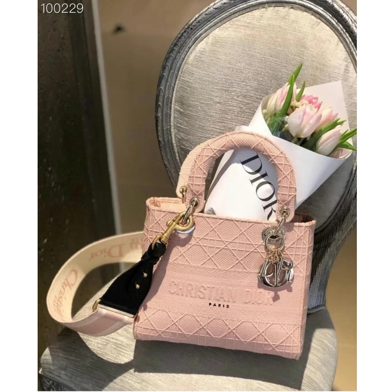 Replica bags lv Large, re Dior Medium Lady D-Lite Bag Pink Cannage Embroidered
