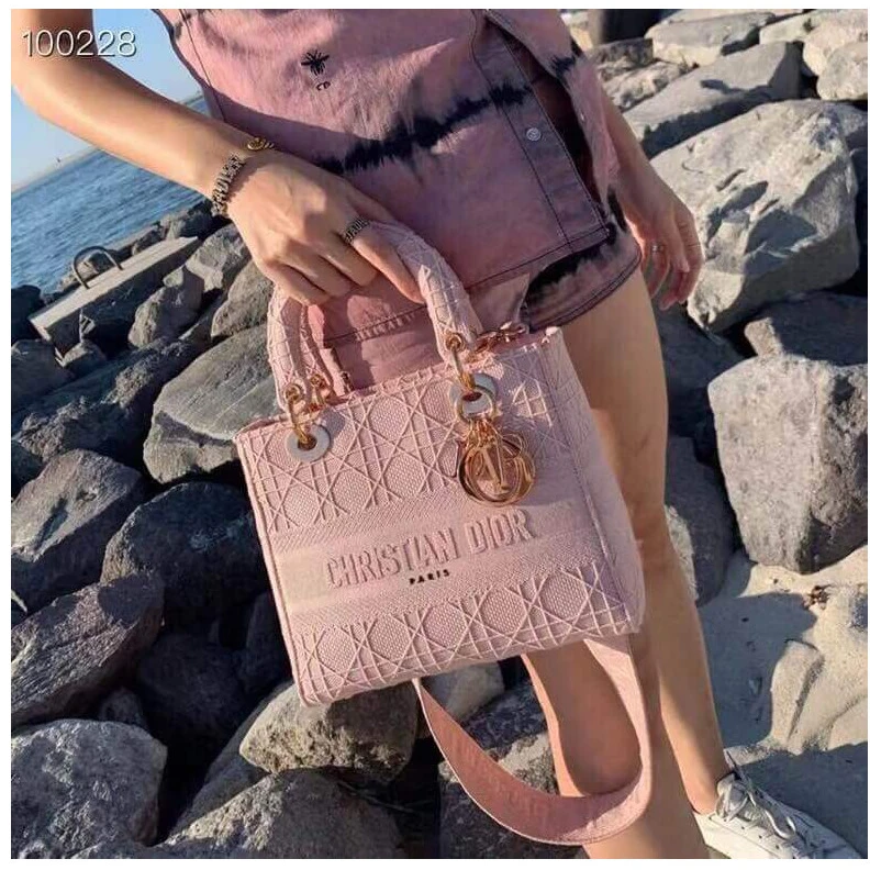 Replica bags lv Large, re Dior Medium Lady D-Lite Bag Pink Cannage Embroidered